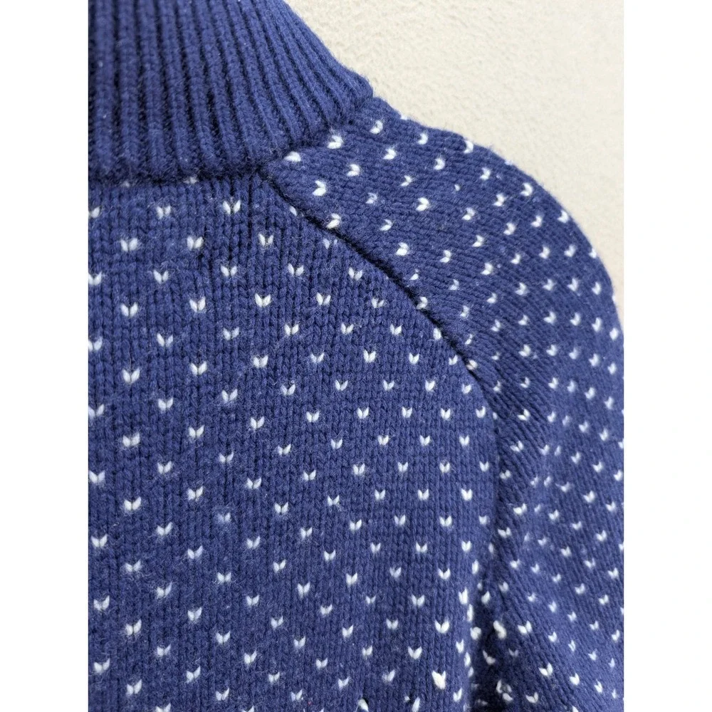 Blue Birdseye Cashmere Sweater Men's Sz S Buttons Mock Neck Pullover Knit Preppy